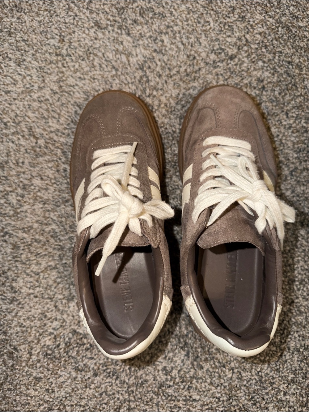 Steve Madden Brown Suede Sneakers with Cream Accents